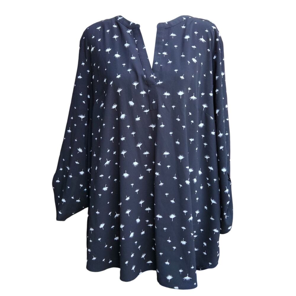 Daniel Rainn XXL Blouse - Black White Dandelion Tunic Boho Chic